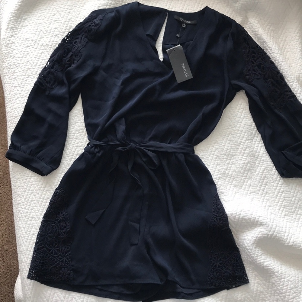 19 Cooper navy romper NWT
